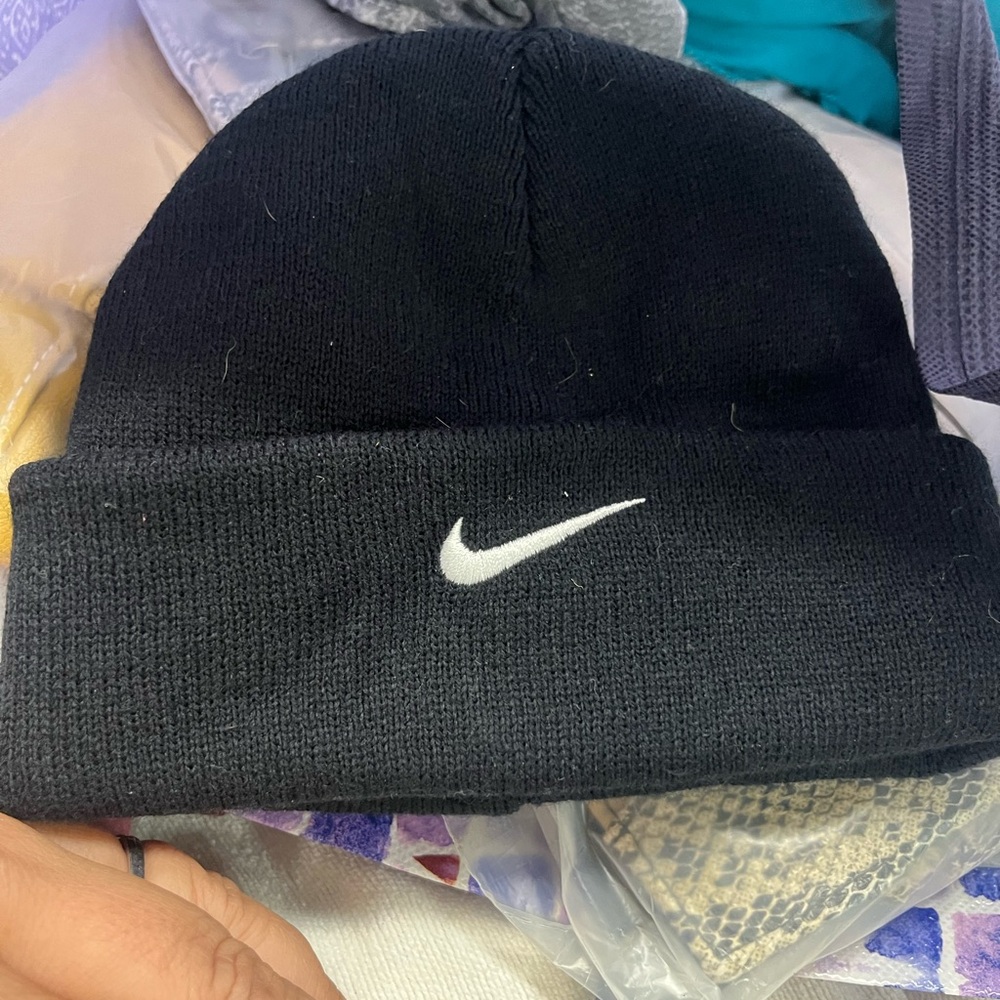 Nike Toddler Black Knit Hat with White Logo-NWOT